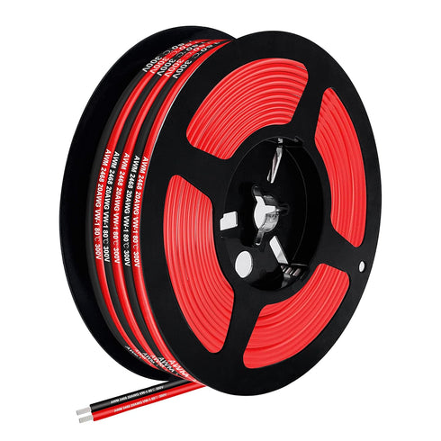 18 AWG PVC Electrical Wire 16.5FT, 18 Gauge 2 wire Red Black Cable Electrical Wire LED Strips Extension Wire 12V/24V DC Cable Stranded Tinned Copp...