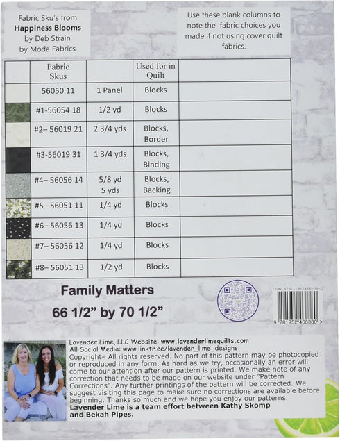 Lavender Lime Quilting Family Matters Notion, None...