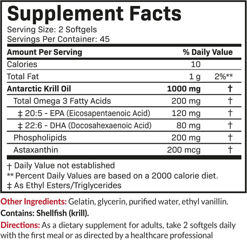 Futurebiotics Antarctic Krill Oil 1000mg with Omega-3s EPA, DHA, Astaxanthin and Phospholipids - Premium Krill Oil Heavy Metal Tested, Non GMO – 9...