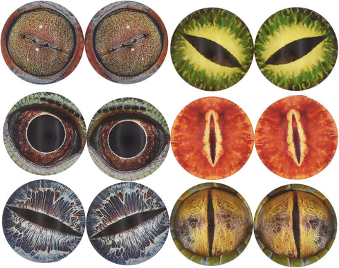 10 Pairs 35mm Glow in The Dark Glass Dinosaur Eyes Round Dome Glass Cabochons Flatback for DIY Craft Clay Animal Lizard Eyes...