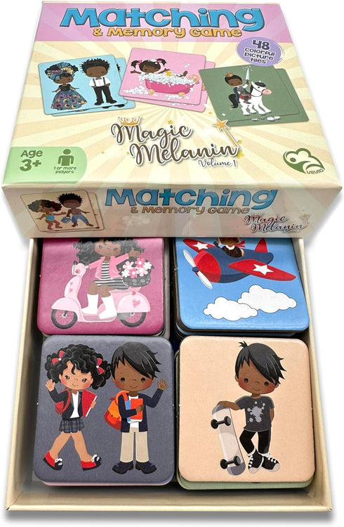 Matching Memory Game for Black and Brown Children | Educational Learning Toy for Boys & Girls Age 3+ Preschool Kids | Magic Melanin Vol 1...