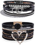 Long tiantian Boho Leather Wrap Bracelets for Women Cute Stackable Heart Summer Bracelets for Women Trendy 2024 Stuff Gifts...