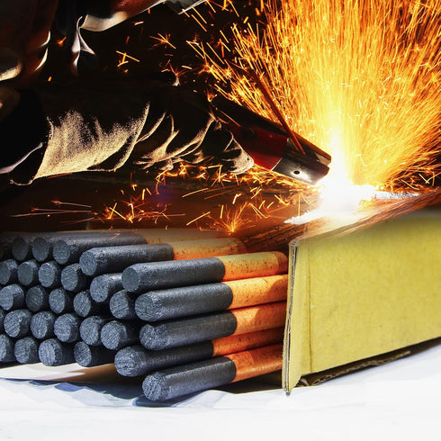 PATIKIL Flat Gouging Carbon Electrode Rod, Copper Coated Gouging Electrode Rod 355x12x5mm for Welding, Pack of 5...