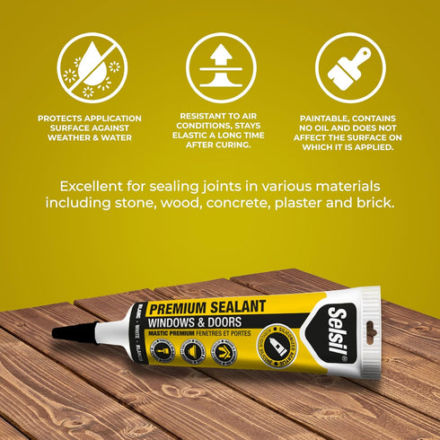 Selsil Siliconized Super Acrylic Latex Sealant, Indoor & Outdoor Paintable Caulk - Flexible, Weather & Moisture Resistant, White Caulking for Base...