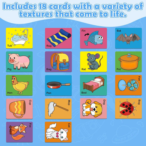 Touch & Feel Flash Cards for Toddlers 1-3,CVC Word Games,Speech Therapy Toys for 12 to 18 Months,Autism Sensory Products, Educational Flashcards,L...
