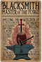 JIUFOTK Blacksmith Knowledge Metal Sign Blacksmith Master of The Forge Retro Infographic Poster Club Kitchen Cafe Bar Plaque 12x17 Inches...
