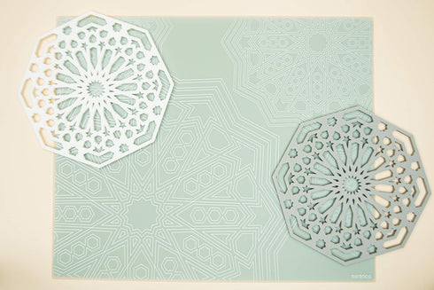 Mintrico Silicone Trivet Mat Pad for Hot Dishes Set of Two (White & Grey Octagon)…...
