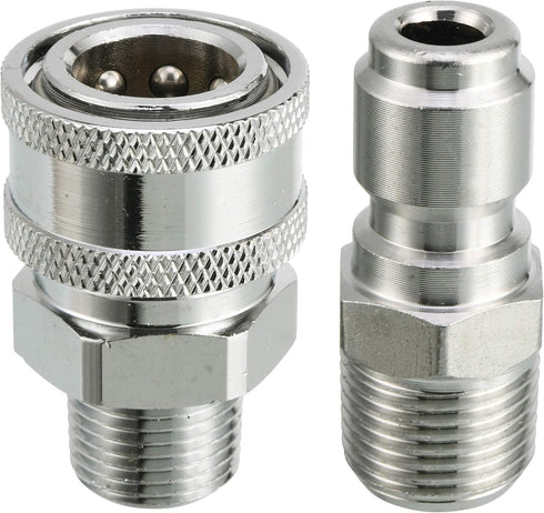 RIDGE WASHER Pressure Washer Adapter Set, 3/8 Inch Quick Connect to Male Thread Fitting, 5000PSI...