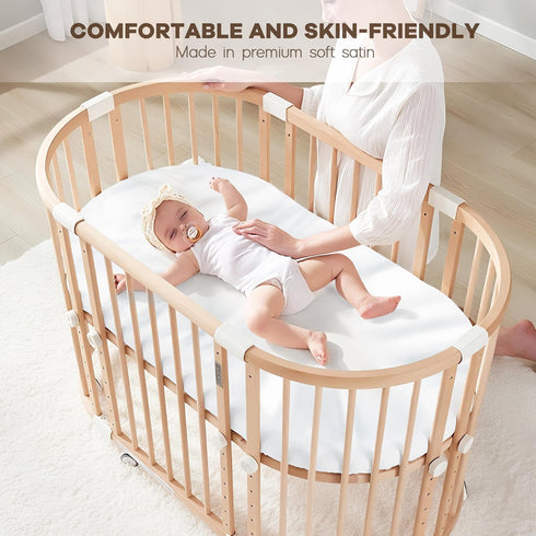 Pro Goleem Satin Bassinet Sheet 2 Pack Great for Baby Hair Soft Silk Feeling Sheet for Cradle or Bassinet Pad?Mattress for Boys and Girls Gift for...