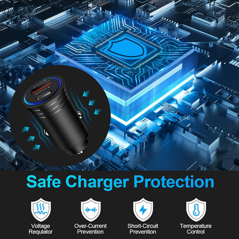 USB C Car Charger, 38W Fast Charge Car Charger Adapter PD&QC 3.0 Dual Port Cigarette Lighter USB Plug for iPhone 15 14 13 12 11 Pro Max/Mini SE 10...