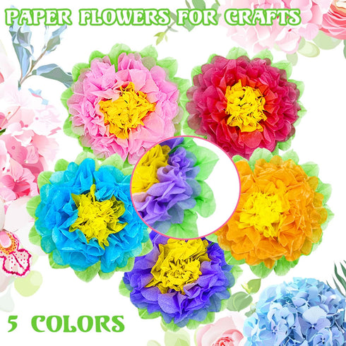 Set of 20 Fiesta Paper Flowers,Colorful Tissue Paper Flowers,Crepe Paper Flowers for Spring Party,Baby Shower,Carnival,Crafts,Wedding Backdrop...
