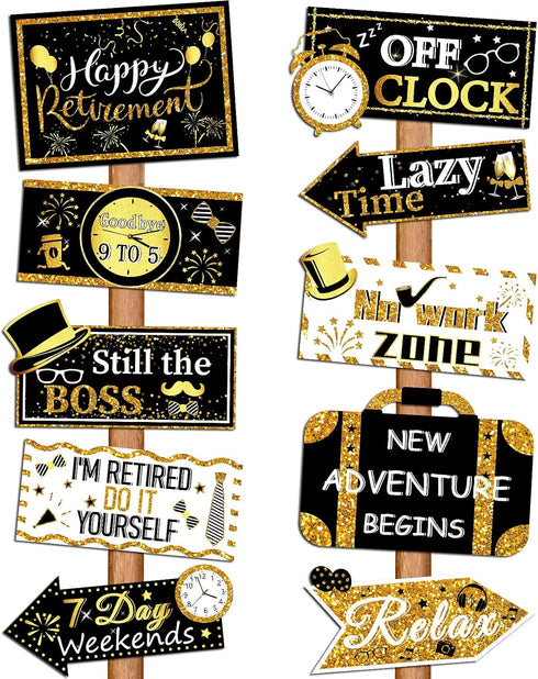 20 Pieces Retirement Party Decorations Happy Retirement banner Sign outdoor Retired Yard Directional Sign Supplies, 10 Styles(Black, Gold, White)...