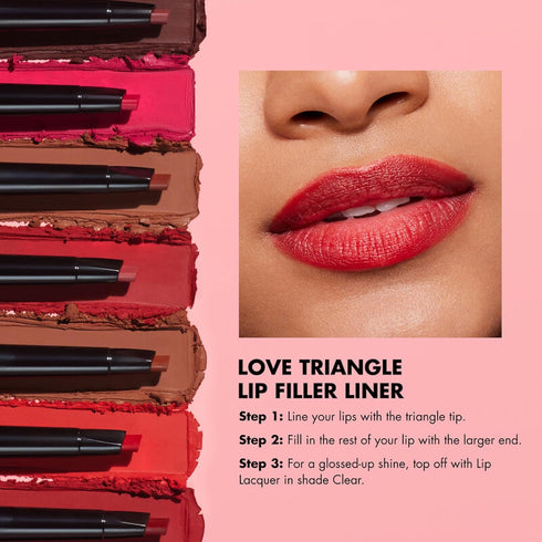 e.l.f. Love Triangle Lip Filler Liner, 2-in-1 Lip Liner Pencil For Sculpting & Filling, Long-Lasting Intense Color, Soft Pink...