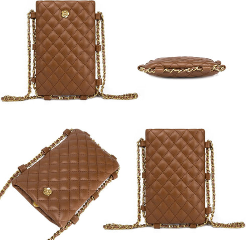 Montana West Small Quilted Cell Phone Purse for Women Soft Chain Crossbody Cellphone Wallet Bag...