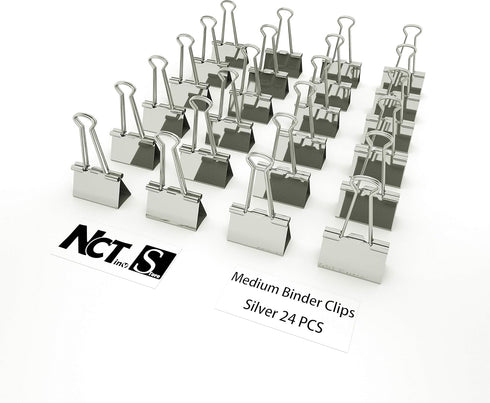 Nctinystore Binder Clips Medium Metal Clamp - 1-1/4 in (1.25 inch) (Silver, 24-Count)...
