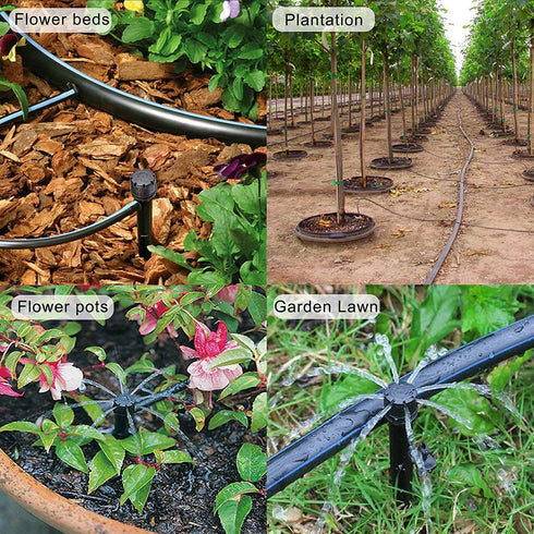 25 Pcs Drip Irrigation Emitters, Adjustable Flow 0-18 GPH Irrigation Drippers with Stake, 360 Degree Flow Sprinkler Head, Micro Sprinkler for Gard...