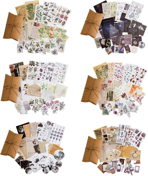 180Pcs Vintage Scrapbook Stickers Set, Junk Journal Sticker Supplies Kit, Antique Retro Natural Collection, Diary Journal Embellishment Supplies W...