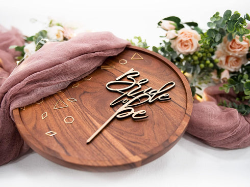 LS Designs Bride to Be Rustic Wood Cake Topper - 4 1/4 in x 7 1/4 in - Bridal Shower Rustic Decorations Bridal Cake Topper Bride to Be Topper Wood...