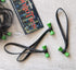 GREEN & BLACK "Tree Frog" Bongo Ties - 10 Pack "Style-D" ~ Professional cable ties made of natural rubber and bamboo ~ HANDY TIES FOR CABLES AND O...