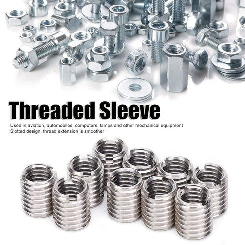 Thread Inserts, 10 PCS M8 to M10 Thread Adapter Insert Nut Thread Repair Sleeve Threaded Bushing Screw Reducing Conversion Tool, for Furniture Pro...