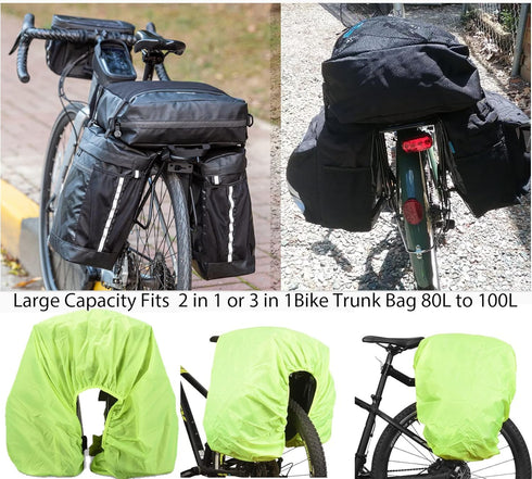 80L - 100L Bicycle Rear Rack Rain Cover Bike Trunk Rain Cover Black...