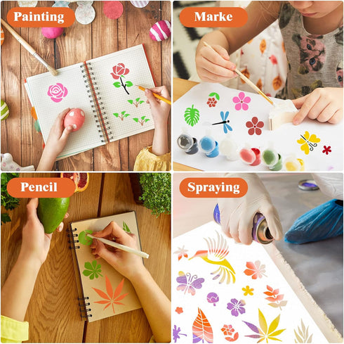 12 Set 288 Pcs Flower Stencils for Painting on Wood DIY Craft Painting, Small Reusable Plants Flower Templates Stencils for Paper Scrapbooking Wal...