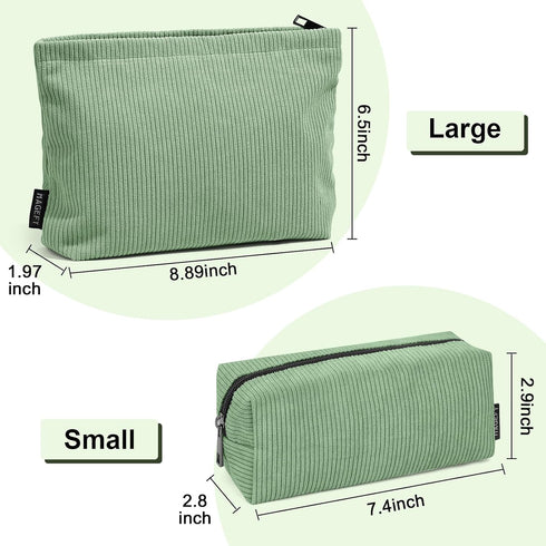 MAGEFY Makeup Bag 2 PCS Corduroy Make up Bag for Purse Travel Cosmetic Bag for Women Small Makeup Pouch Cute Makeup Brush Bag Preppy Stuff Travel ...