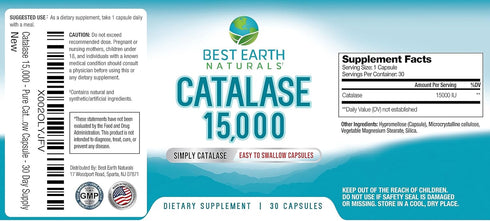 Best Earth Naturals Catalase Supplement 15,000 - Hair Supplements for Strong Hair - 30-Day Supply...