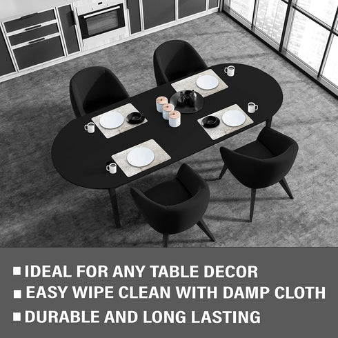 Dainty Home Foiled Granite Thick Cork Heat Resistant Dining Table Placemats Set of 2, 12" x 18" Rectangle, Marbled Silver, 2 Count - 2MC1218SI...