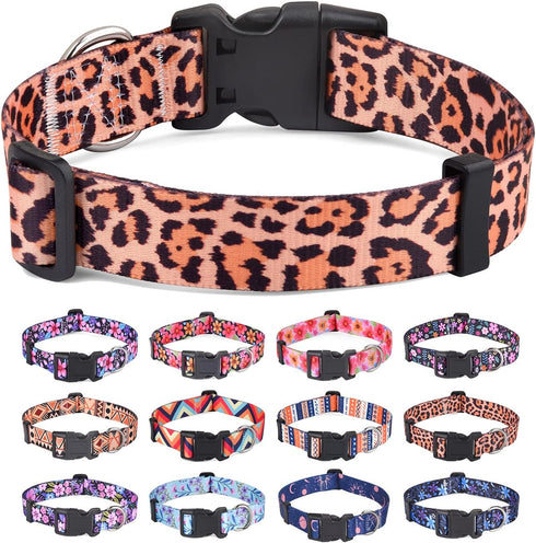 Dog Collar for Medium Dogs, Soft Comfy Pet Collar for Small Medium Large Dogs, Leopard Pattern for Boy Girl Puppy Dogs(Leopard,M)...