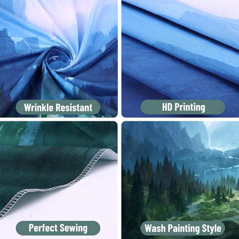 Apdidl Forest Tapestry for Bedroom Aesthetic Nature Foggy Mountain Tree Wall Tapestry Landscape Backdrop Green Woodland Scenery Wall Hanging for L...