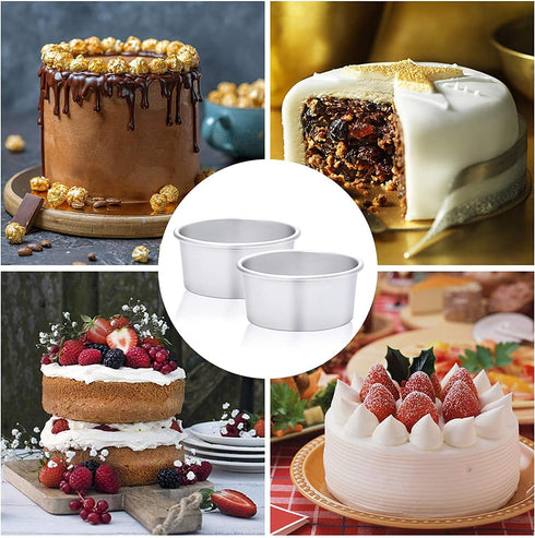 HomeMall 4 Inch Aluminum Round Cake Pan, 8 Pieces Non-stick Mini Cake Baking Pan - Layer Baking Round Cake Pans Set for Home Kitchen DIY Baking To...