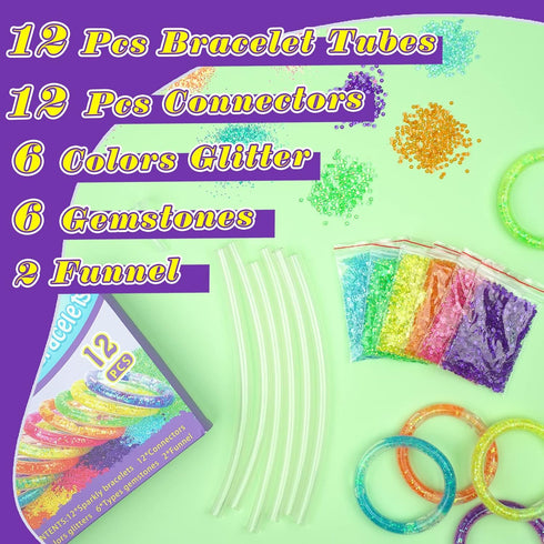 HAPMARS Make Your Own Glitter Water Bracelets Craft Kit, Gem Art Bracelet for kid, Friendship Bracelet Jewelry Making Kit, Art & Craft Gift for Gi...