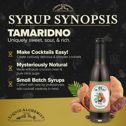 Liquid Alchemist Tamarind Syrup for Cocktails - Real Ingredients Make our Tamarindo Syrup the Perfect Spicy Margarita Mix - Made with Fresh Tamari...