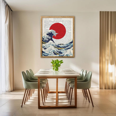 Posterizer 1 pcs-Wave off Kanagawa Japanese Dictionary Art-Abstract & Modern Art-Retro Art- Gift for Men Women Entrepreneur Teens-Decor for Home &...