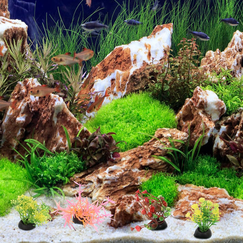 POPETPOP 40 Pcs Fish Tank Landscaping Water Plants Faux Plant Miniatures Mini Plants Artificial Seaweed Aquarium Plants Decors Small Fake Aquarium...