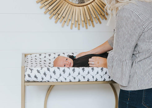 Premium Knit Changing Pad Cover by Copper Pearl: Soft, Stylish, and Universal Fit for All Standard Diaper Changing Pads, Trendy Design Changing Pa...