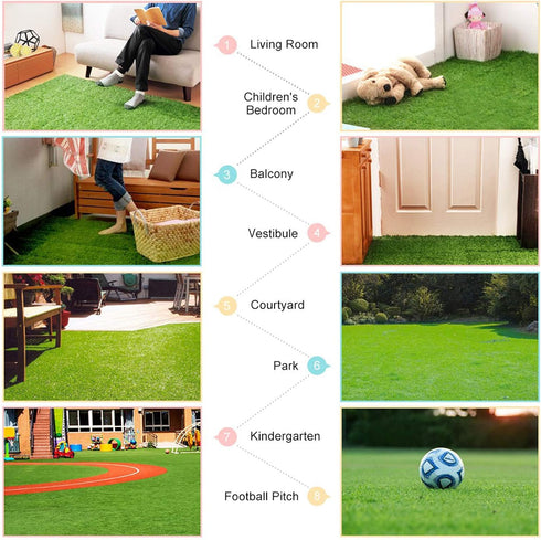 Oumefar 2 Sizes Synthetic Artificial Grass Mat Green Non-Qoven Fabric Fake Faux Grass Turf Rug Lawn Garden Micro Landscape Ornament Home Decor Car...