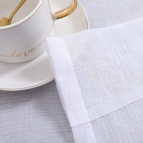 White Short Sheer Curtains 36 Inch Length for Kitchen Door 2 Panel Set Rod Pocket Cafe Curtains Linen Look Semi Sheer Tier Curtains for Small Wind...