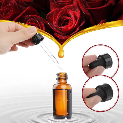 Yesker Amber Glass Bottles for Essential Oils with Glass Eye Dropper 30 ml (1oz) for Essential Oils, Chemistry Lab Chemicals, Colognes & Perfumes-...