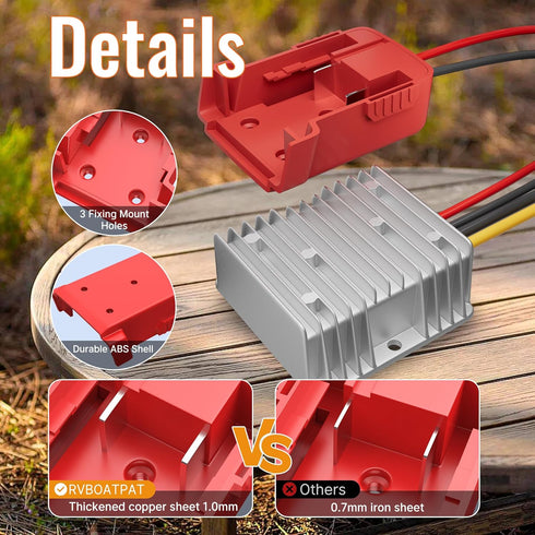 Step Down Converter 18V to 12V for Milwaukee M18 Power Wheel Battery Adapter DC 12V 20A 240W Buck Converter DC Voltage Regulator...