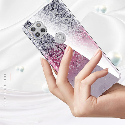 BAISRKE for Moto G 5G Case,Motorola One 5G Ace Case Glitter Sparkle for Girly Women,Shockproof Clear Hard Back Cover - Pink...