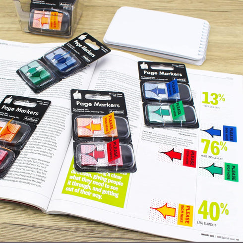 Please Sign Here Message Flags Assorted Color, 400 Pages Total, 0.98 x 1.77 Inch Wide, Easy to Post, 50 Flags/Dispenser, 8 Dispensers/Pack...