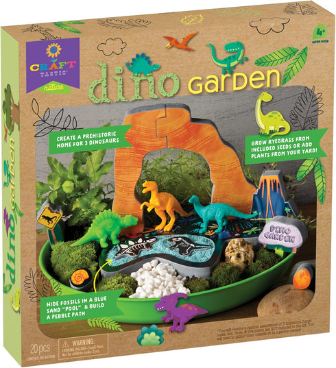 Craft-Tastic Dino Garden — DIY Nature Craft Kit — Outdoor and Indoor Grow and Play — Comes with Dinosaurs, Seeds, and Garden Decorations — for Age...