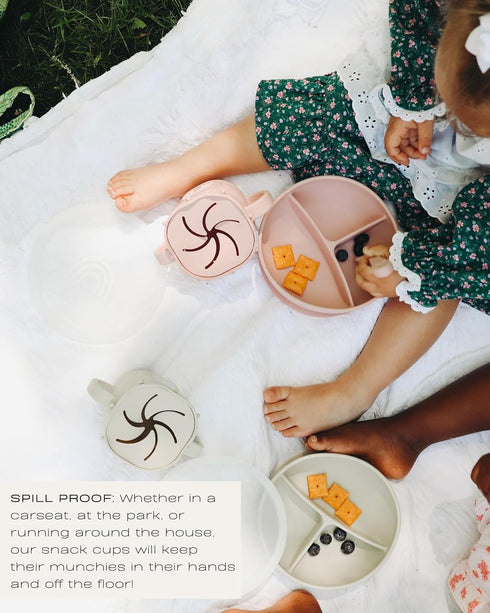 Hippypotamus Snack Cups for Toddlers - Spill Proof - 100% Food-Grade Silicone Snack Containers for Baby - Set of 2 (Blush/Nude)...