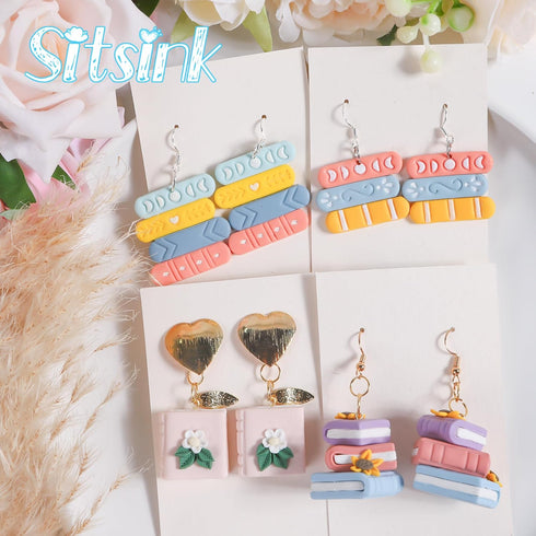 Books Polymer Clay Cutters - 6 Pcs Clay Cutters for Polymer Clay Jewelry, 3D Books Polymer Clay Jewelry Cutters, Miniature Books Clay Earring Cutt...