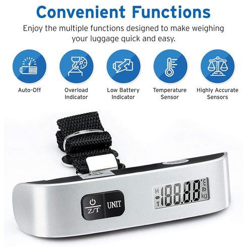 Etekcity Luggage Scale, Travel Essentials, Digital Suitcase Weight Scales for Travel Accessories, Hanging Baggage Scale with hook, 110 Pounds, Bat...