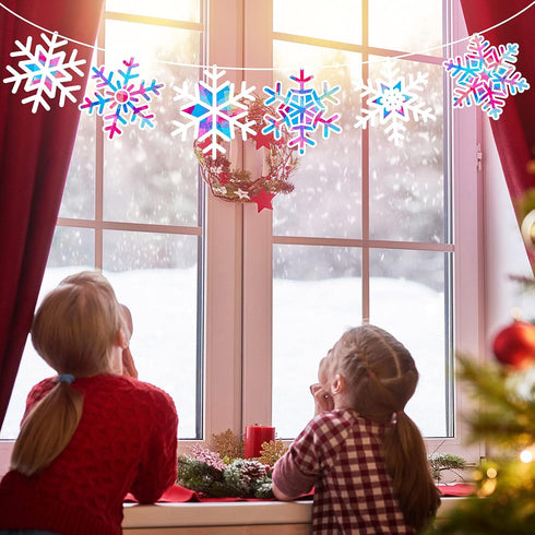 Chinco 18 Pieces Snowflakes Craft Tissue Paper Snowflakes Suncatcher Craft Winter Christmas Craft Window Art Crafts for Kids Classroom DIY Christm...