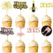24 Pcs Glitter Rose Gold and Gold Happy New Year Cupcake Toppers 2025 Rose Gold,Gold and Black Cupcake topper Cheers to 2025 Cake Picks for New Ye...