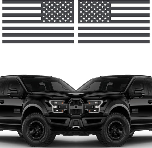 American Flag Sticker - Dark Gray - 5" x 3" (1 Pair) - Vinyl, Die Cut American Flag Decal - Best for Car Decals, Car Stickers, Truck Decals, Truck...